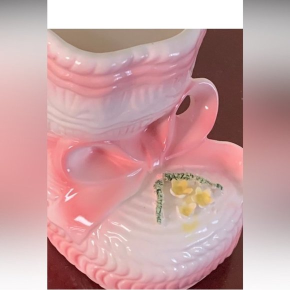 Vintage pink planter - pink baby booties - - nursery planter - desk organizer - Picture 2 of 10
